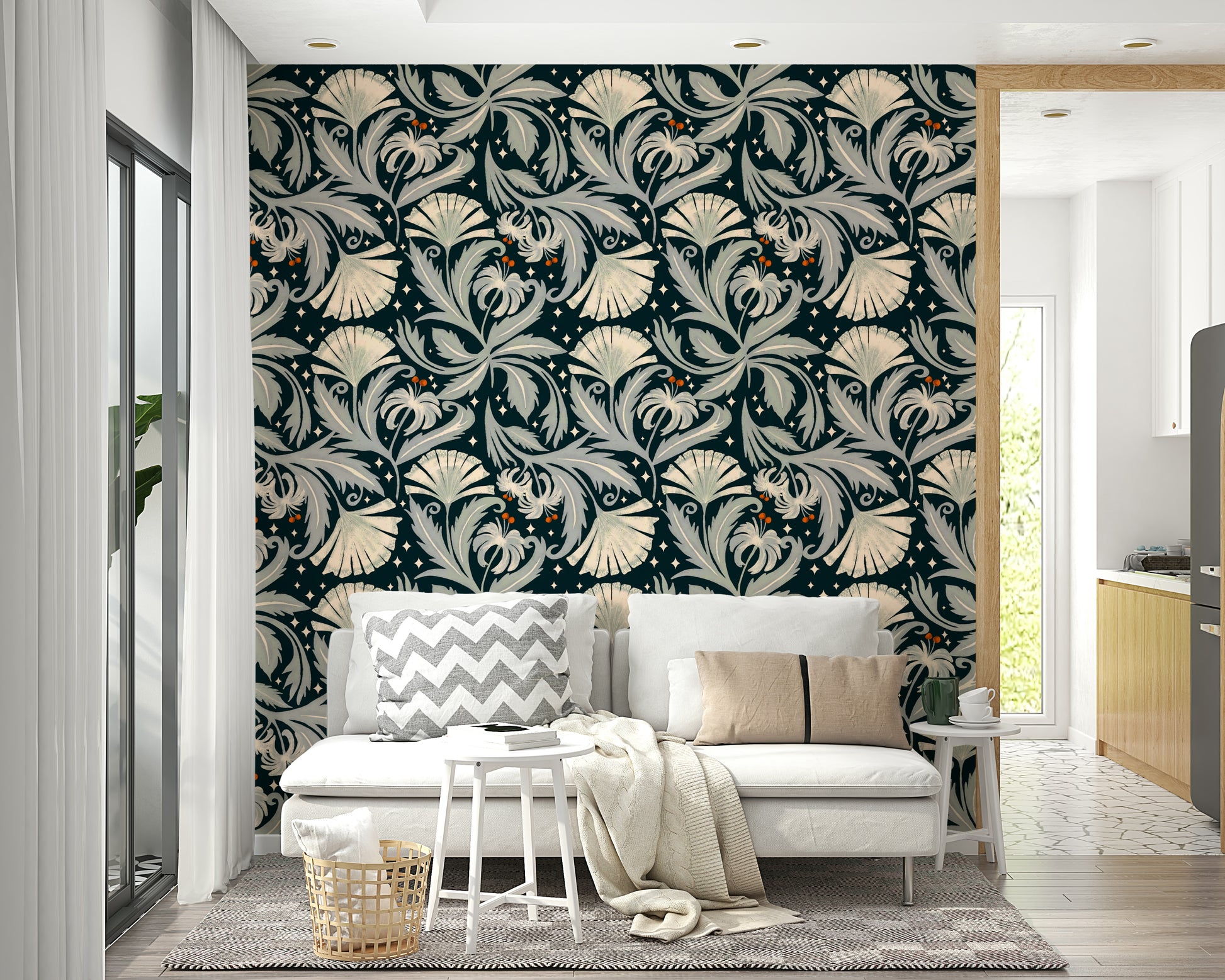 Heritage Revival floral pattern in midnight black tones

