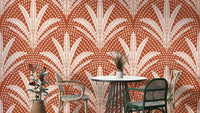 Boho rustic palm leaf terracotta wallpaper pattern

