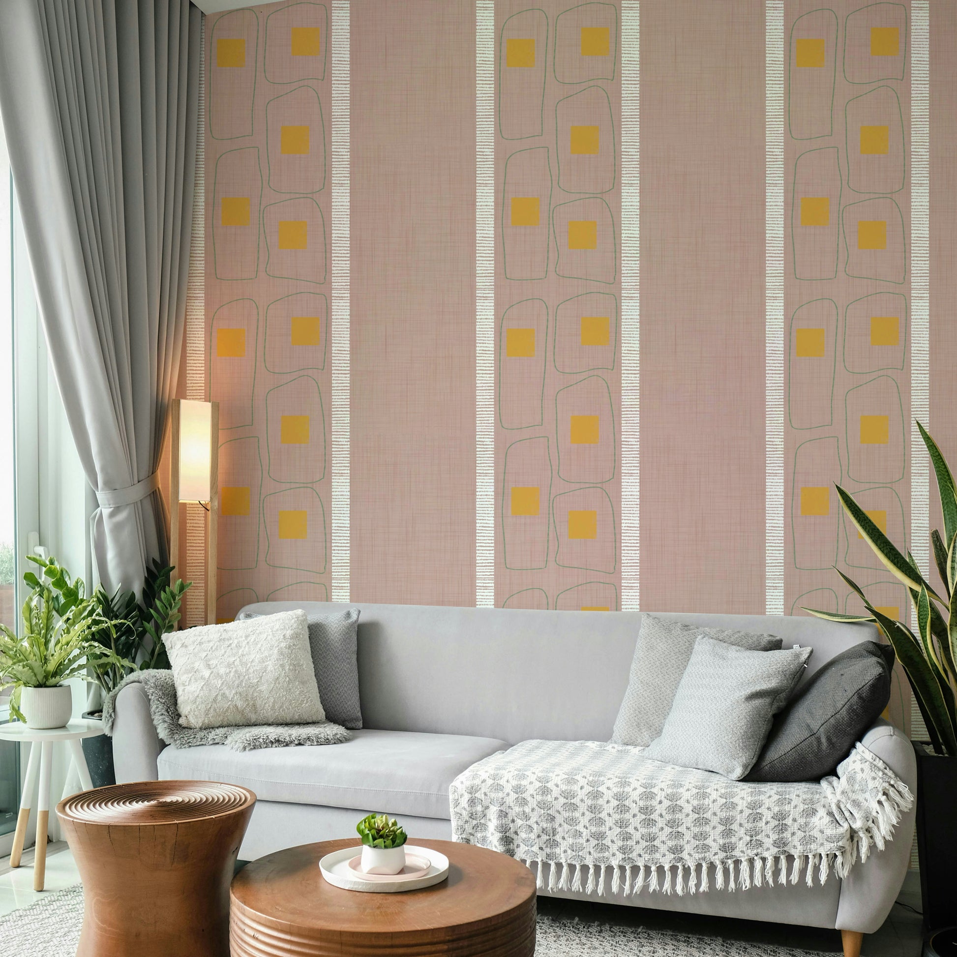 Mauve wallpaper with clean frame line patterns

