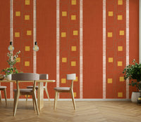 Japandi terracotta wallpaper showcasing linear frame details

