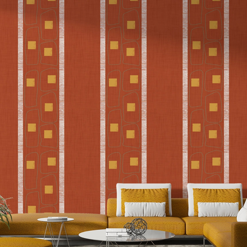 Minimalist terracotta wallpaper with Japandi frame design

