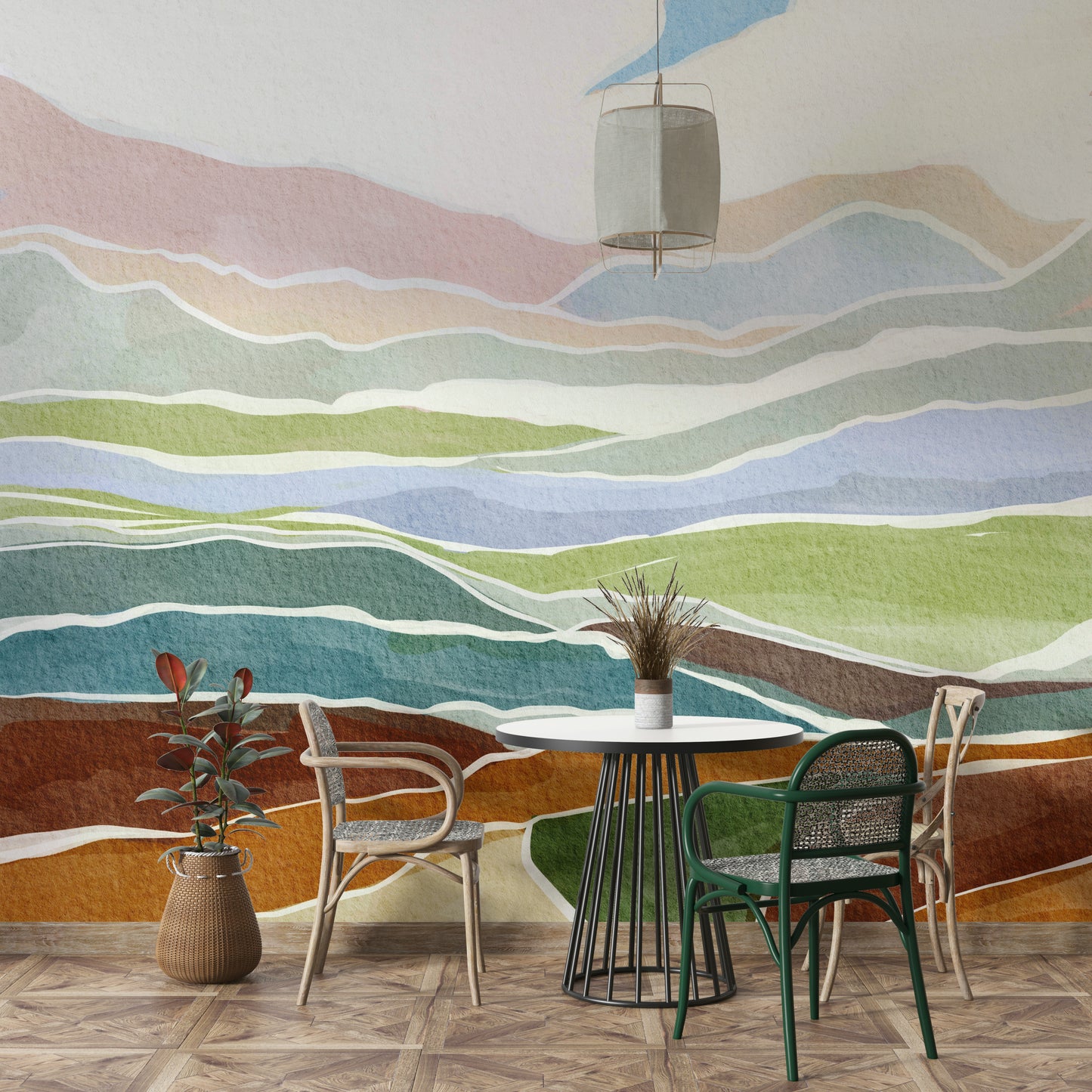 Tranquil Watercolor Hills wall mural

