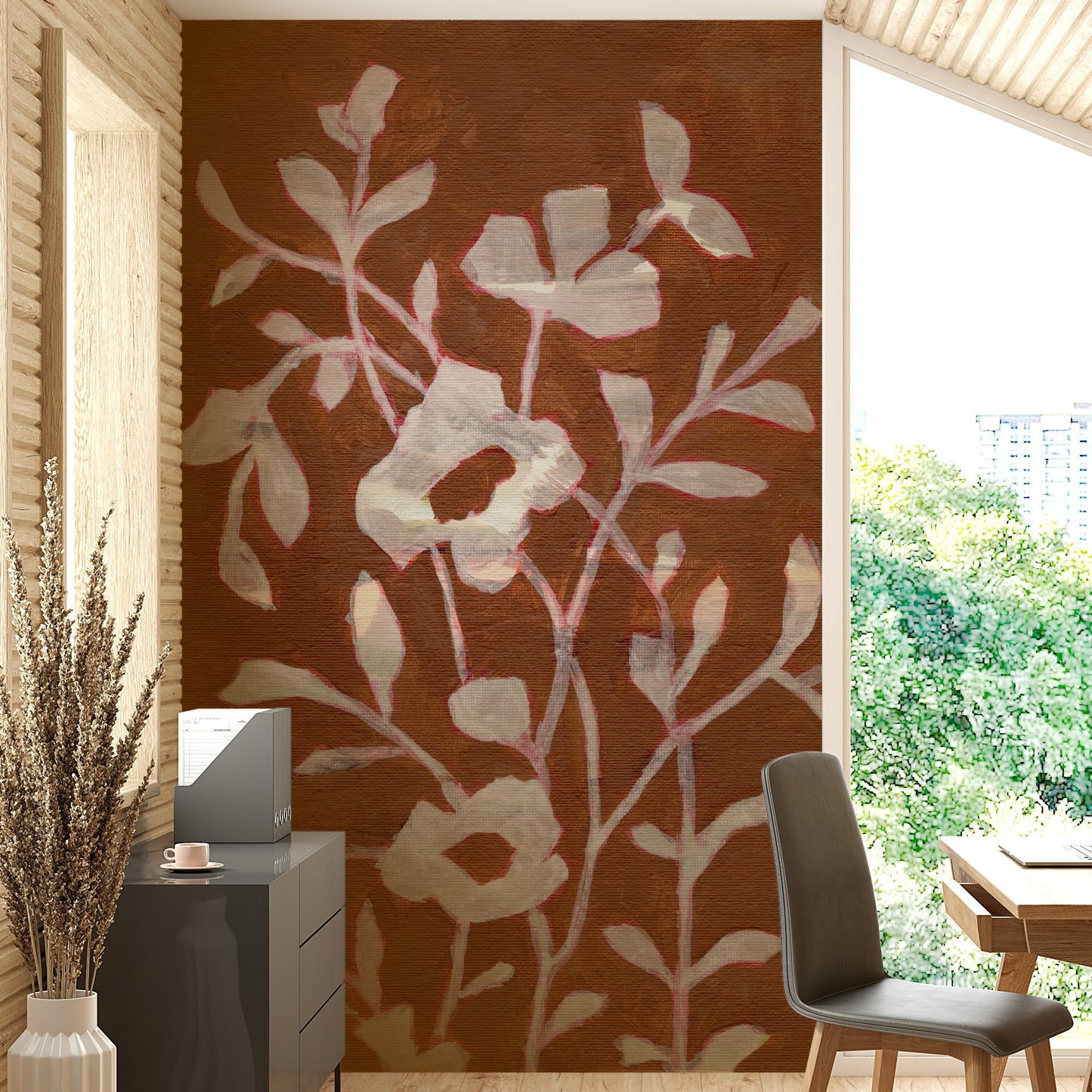 Living room floral wallpaper

