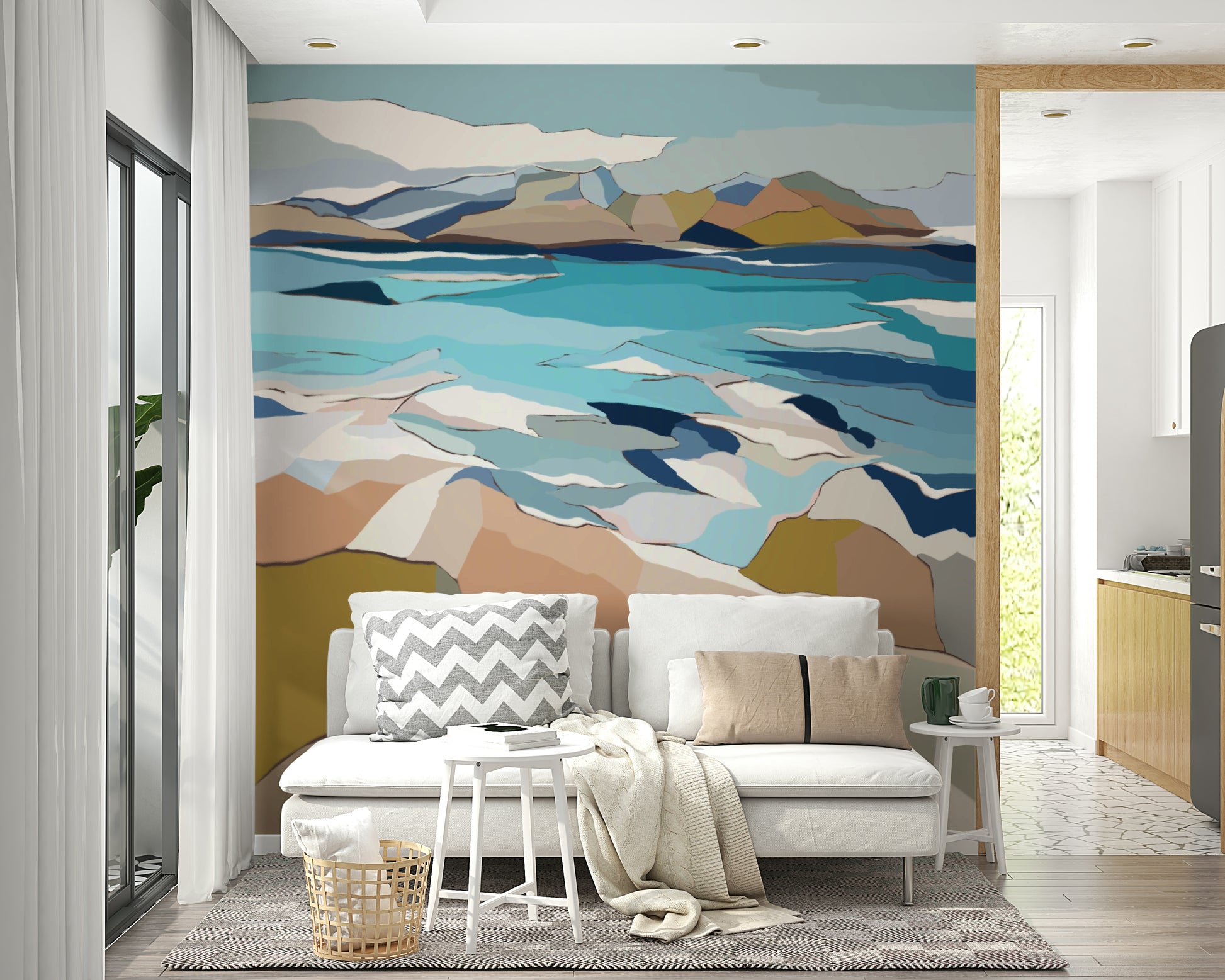 Fluid coastal wallpaper for walls


