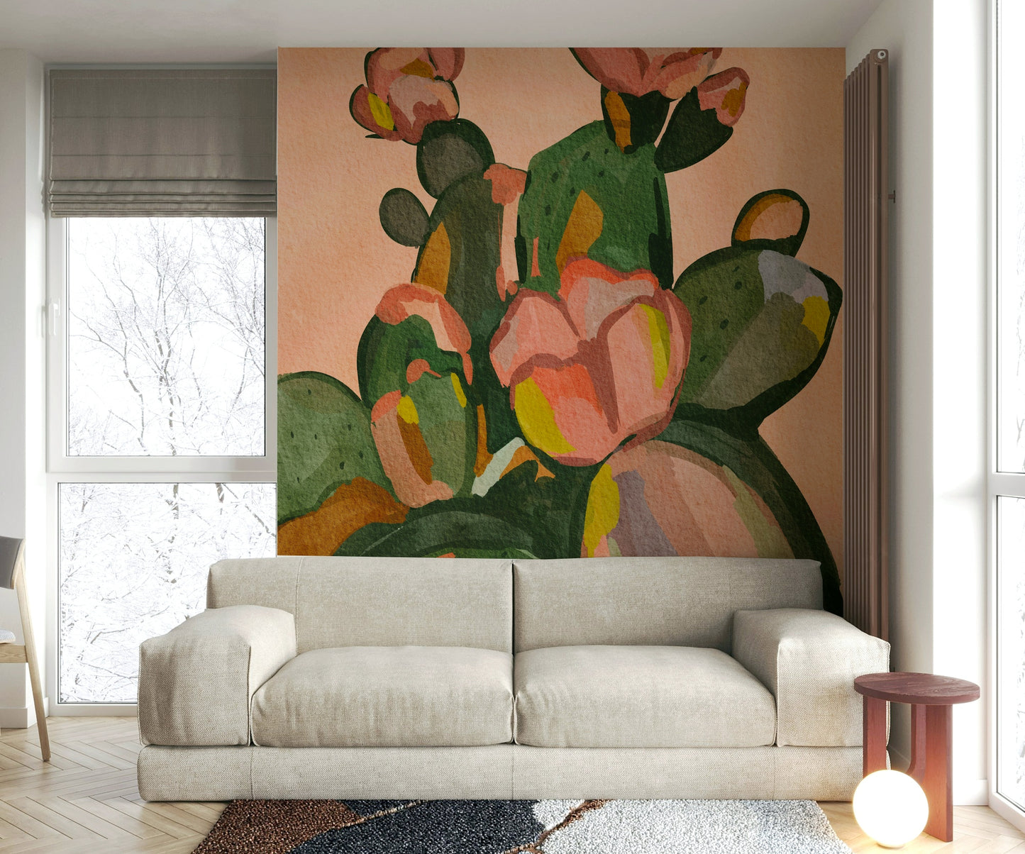 Living room abstract flower wallpaper

