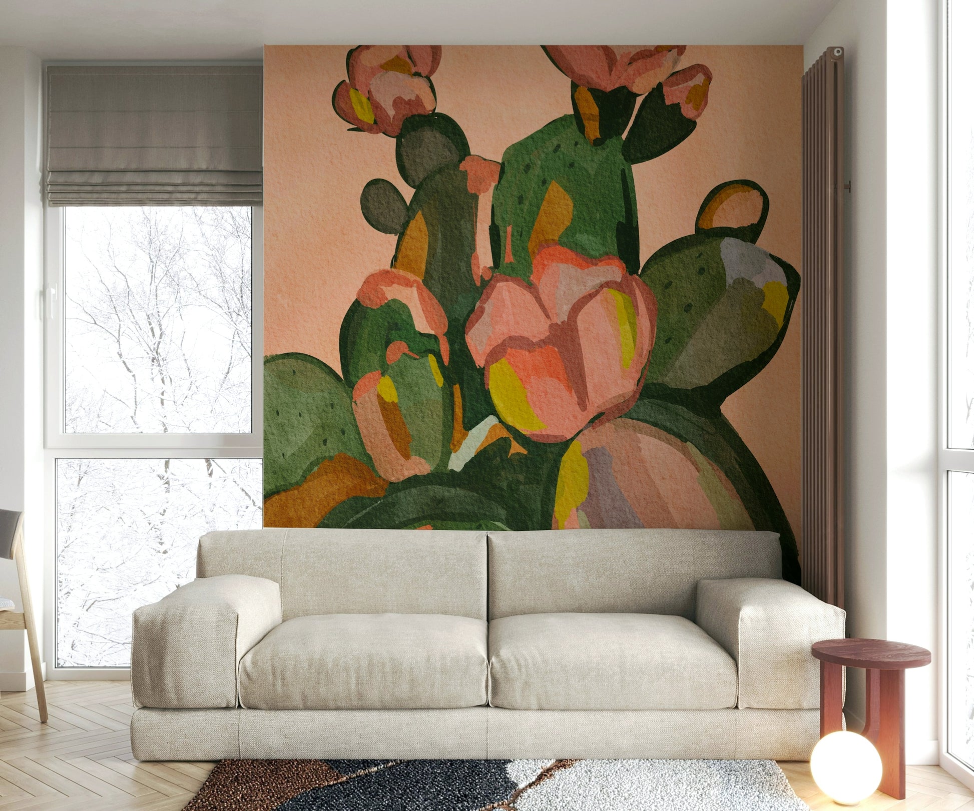 Living room abstract flower wallpaper

