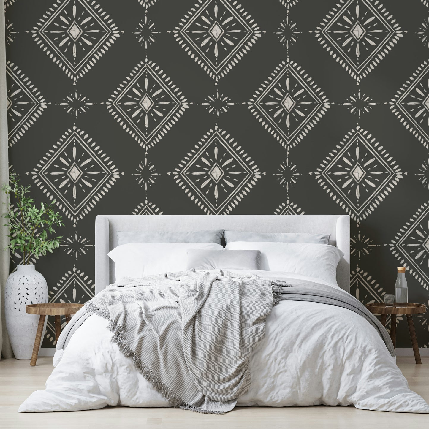 Bedroom chic diamond mural


