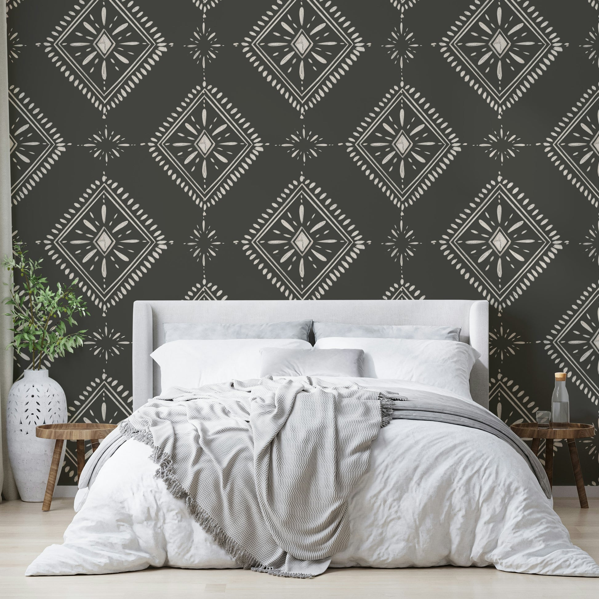 Bedroom chic diamond mural

