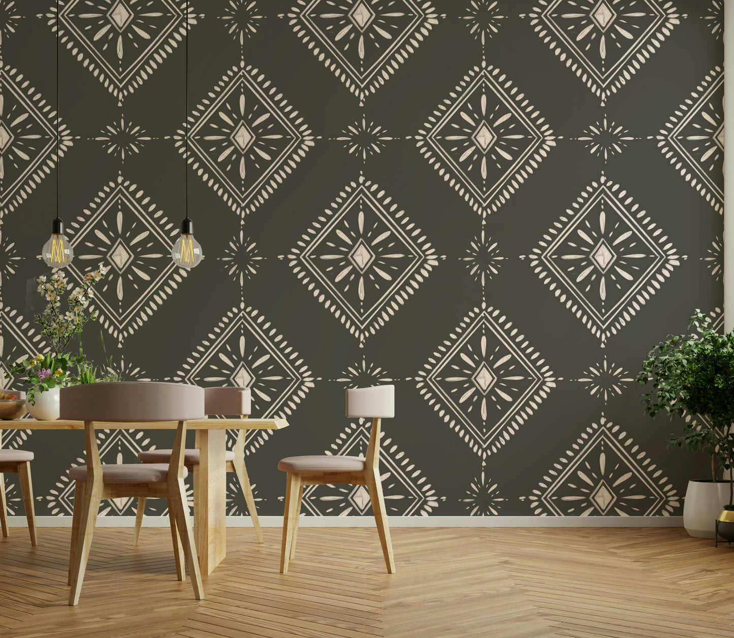 Bold diamond pattern wallpaper

