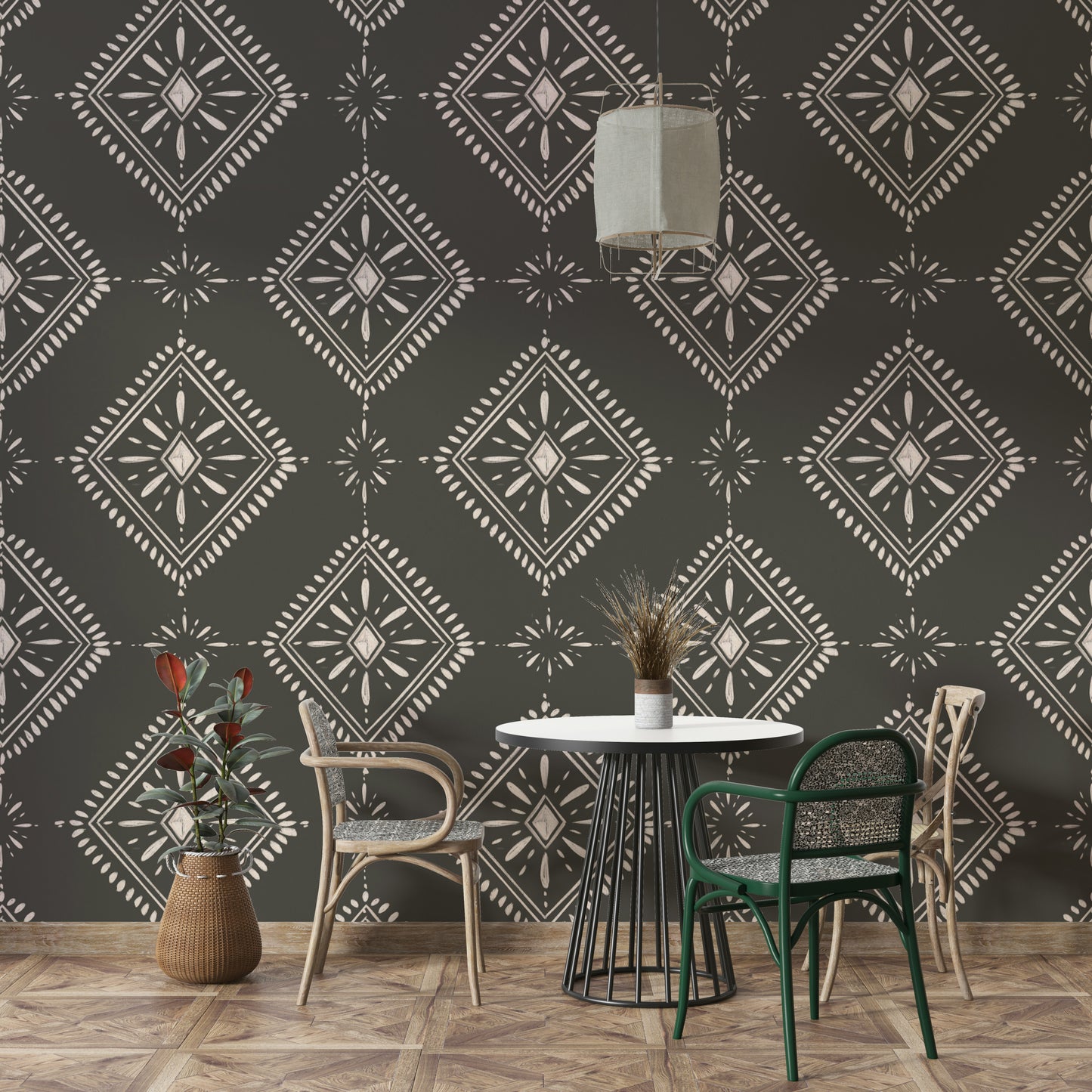 Charcoal geometric wallpaper for walls

