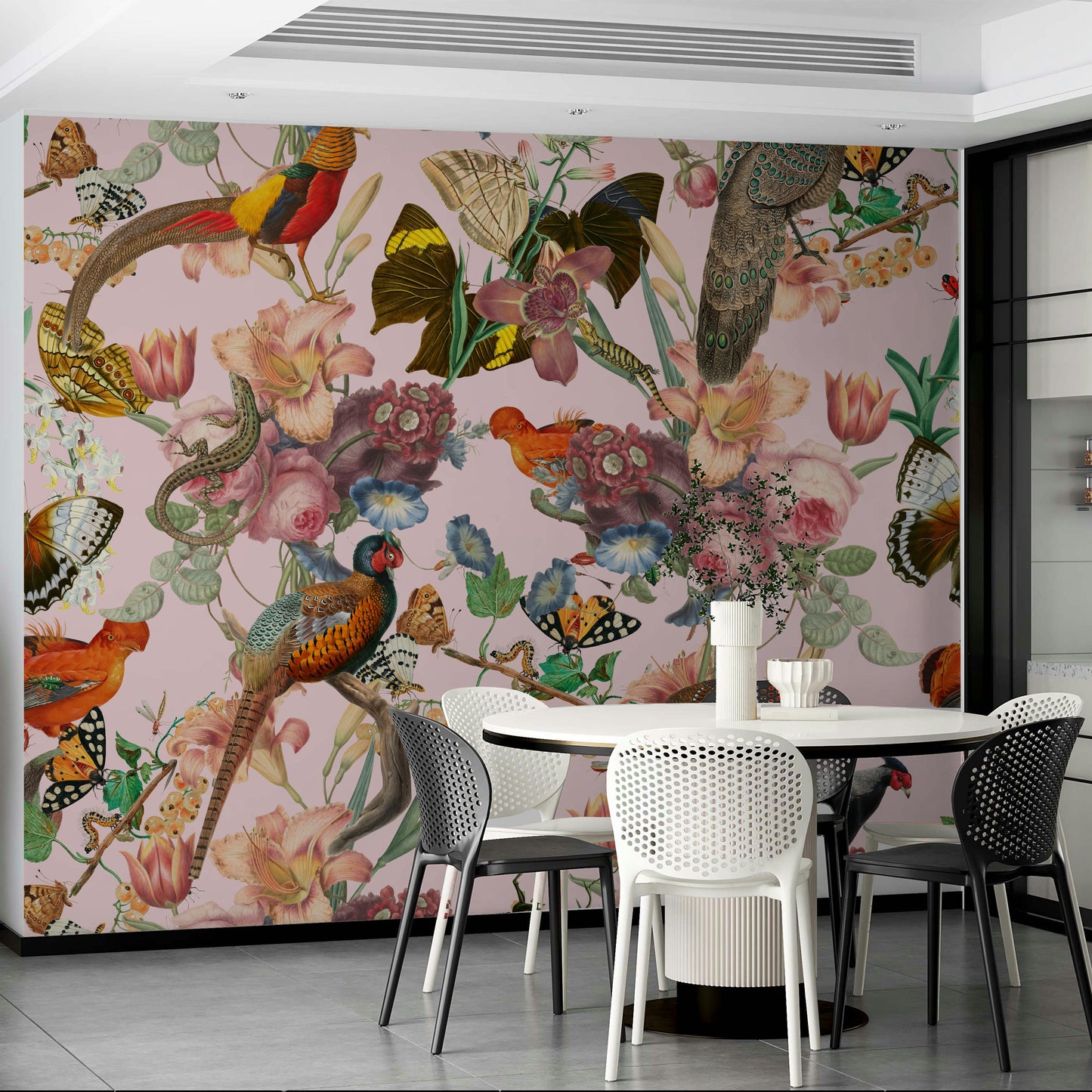 Modern mural with bold and lively patterns for creative interiors.

