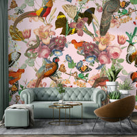 Colorful wall mural with dynamic abstract elements and bold visual impact.

