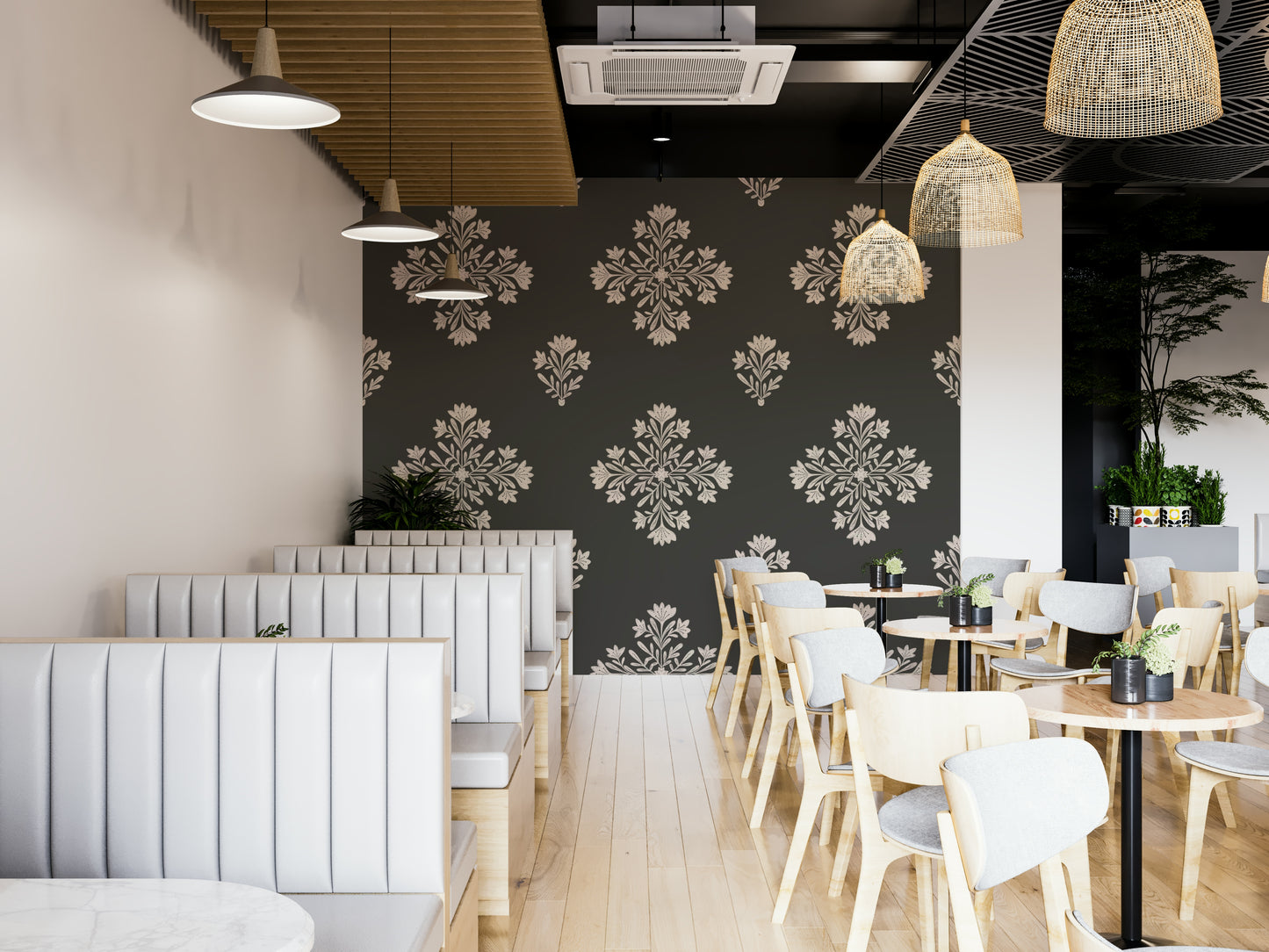 Bedroom folk floral mural

