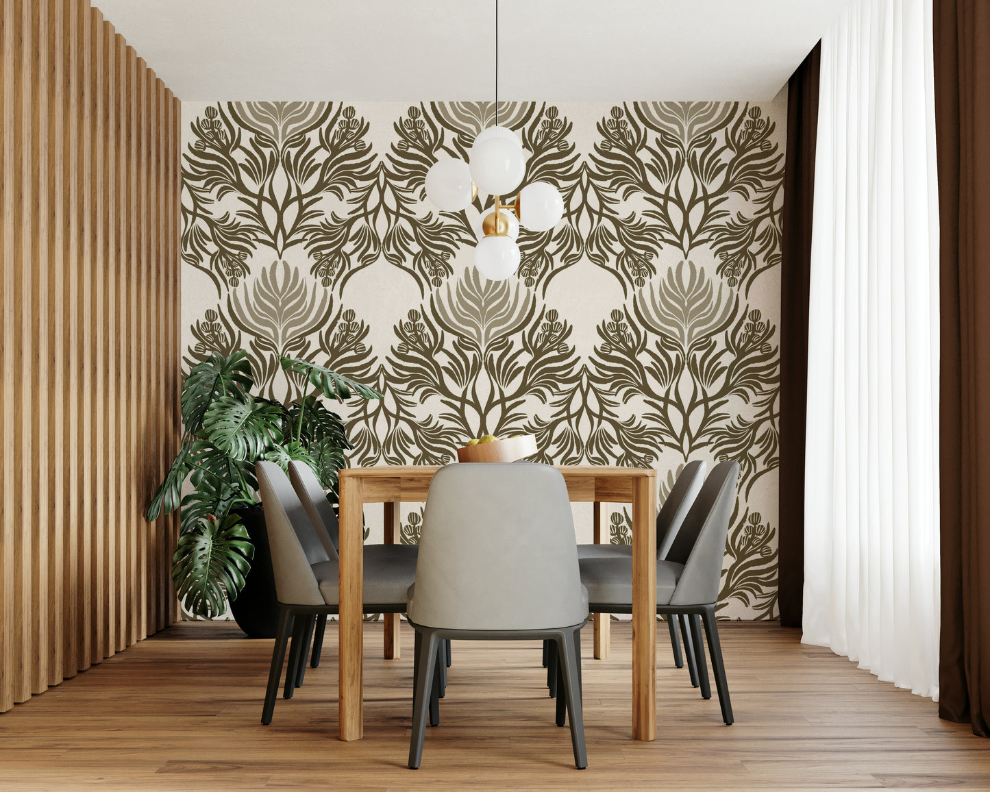 Earthy Botanical Symmetry wallpaper with leaf pattern

