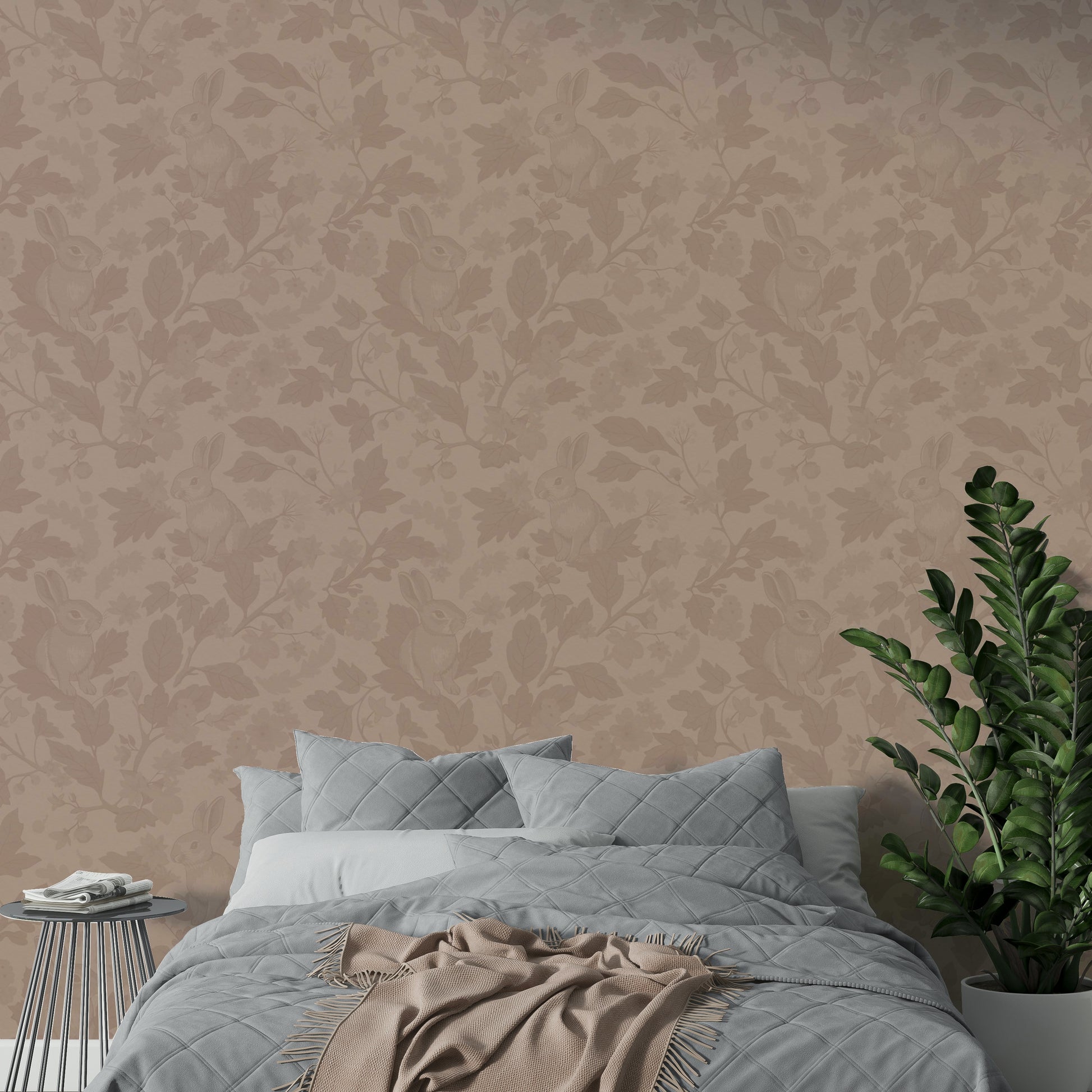 Vintage blush mural wallpaper in warm tones

