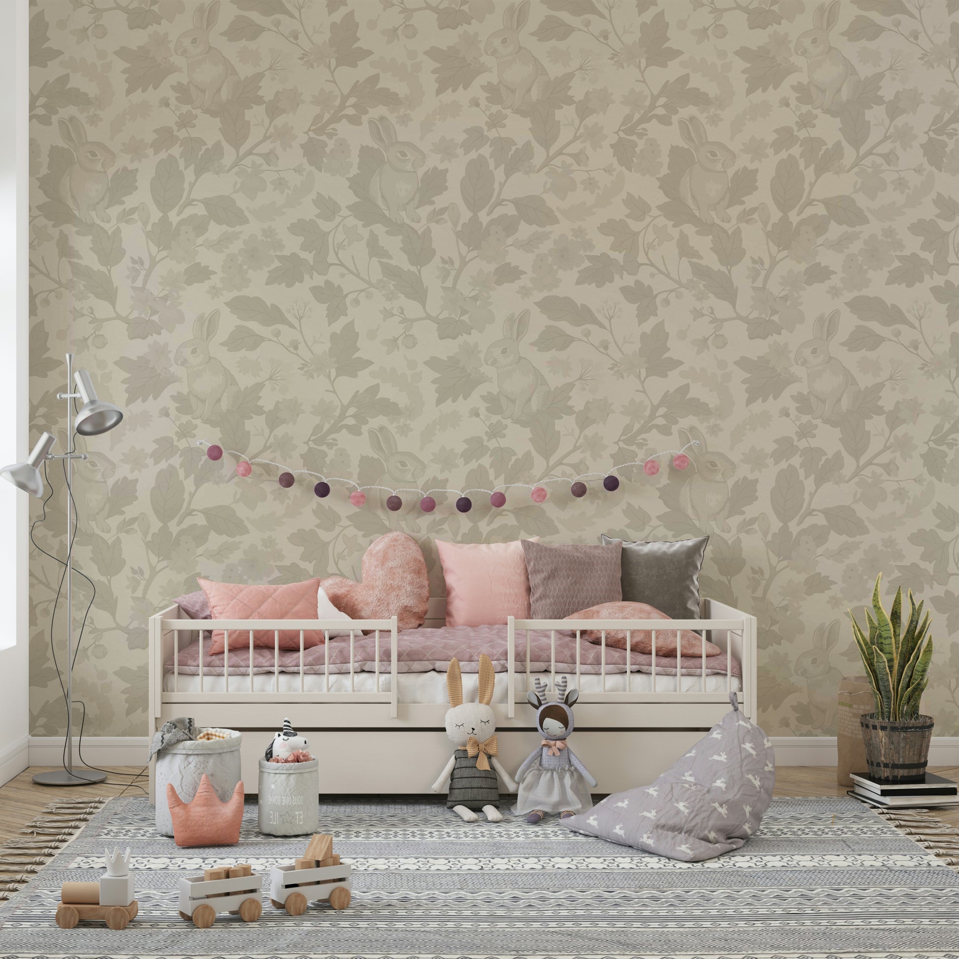 Solid beige mural wallpaper for timeless design

