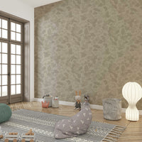 Classic beige mural wallpaper with subtle texture

