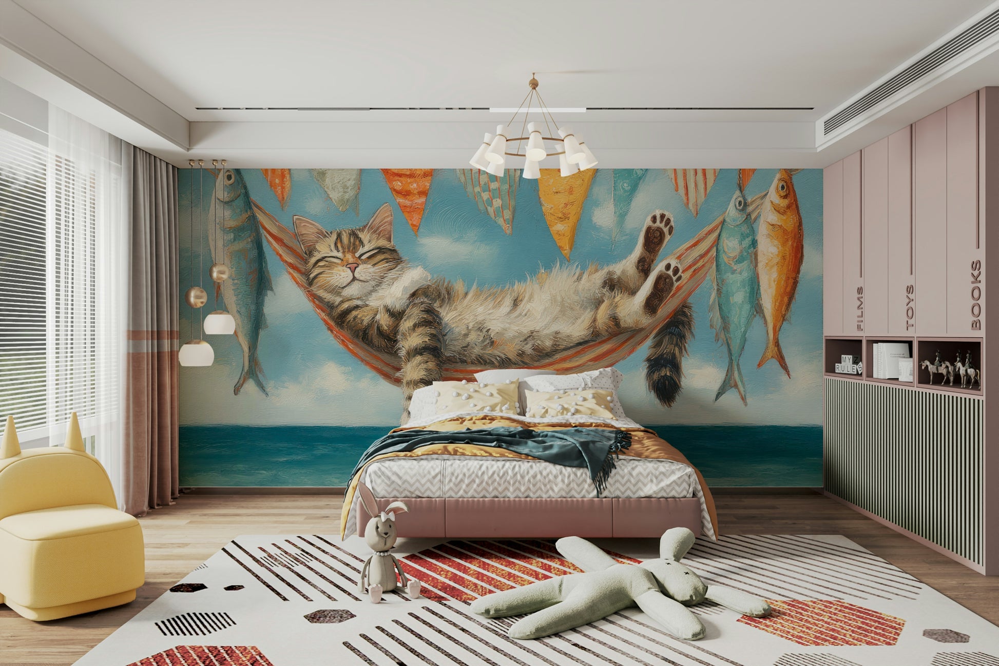 Living room cat wallpaper

