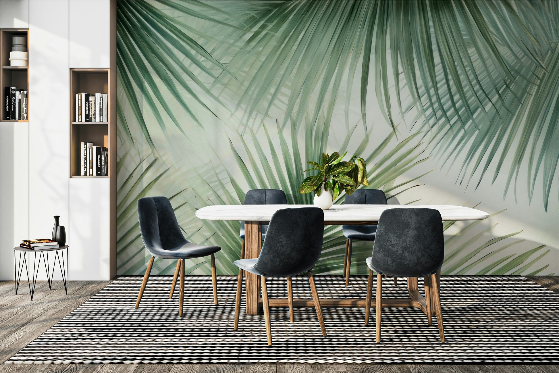 Bedroom palm leaf wallpaper

