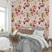Bold floral wallpaper in dark and moody tones

