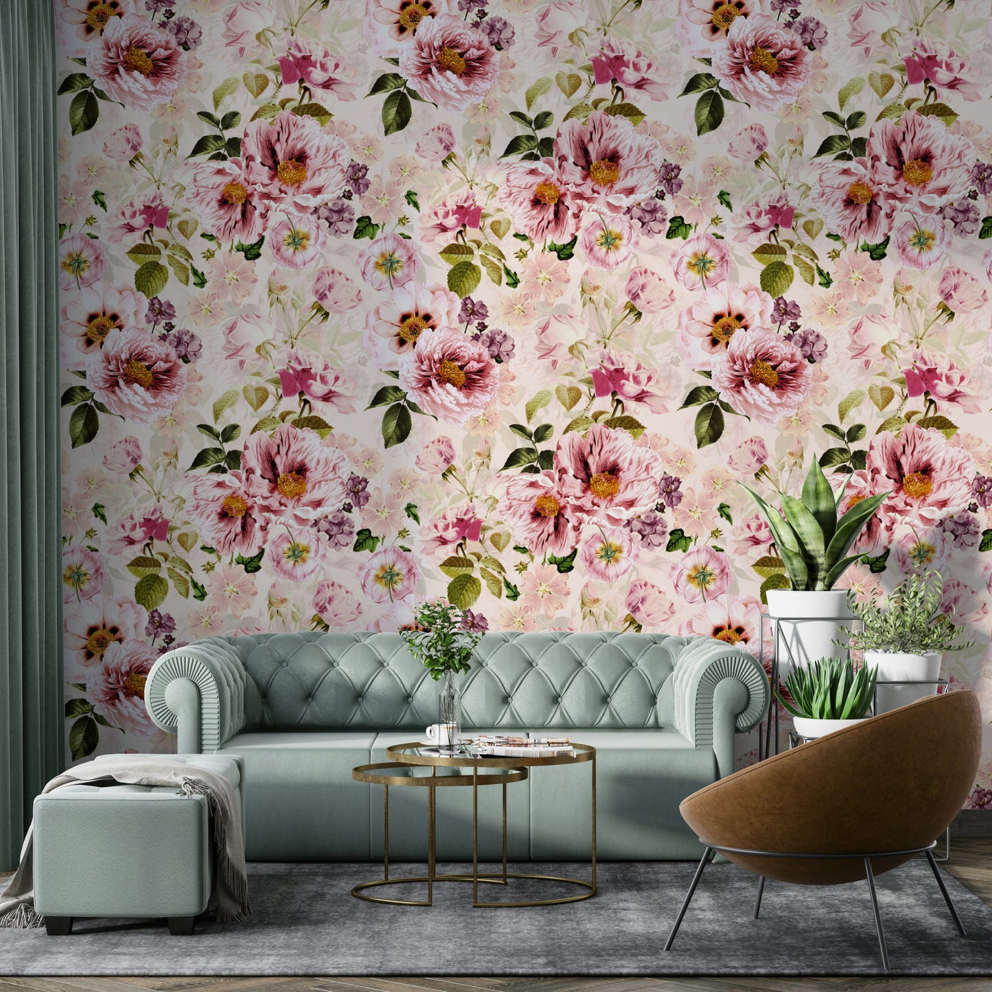 Gothic style floral wallpaper in heritage pattern

