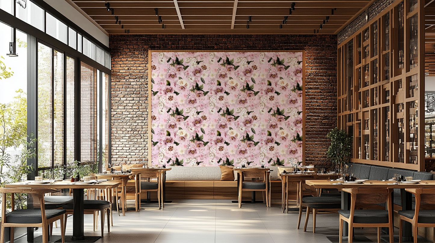 Vintage grandmillennial blush floral wall covering

