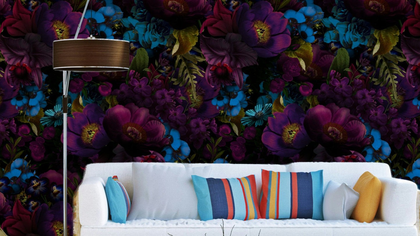 Grandmillennial Dramatic Glamour Heritage Gothic Dark Moody Florals 3 Wallpaper⁠