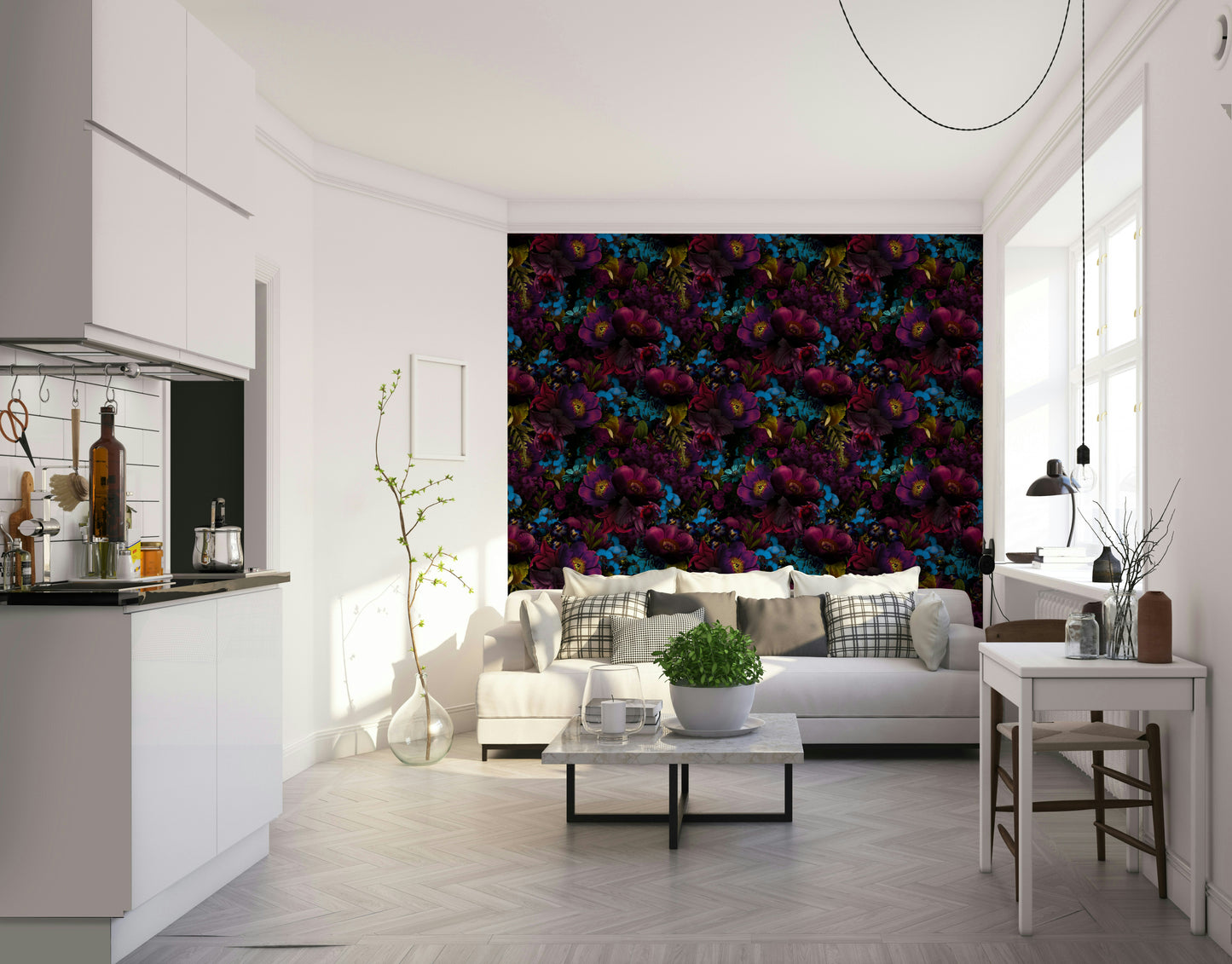 Grandmillennial Dramatic Glamour Heritage Gothic Dark Moody Florals 3 Wallpaper⁠