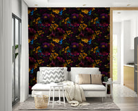 Gothic dark floral wallpaper with moody Grandmillennial style

