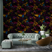 Grandmillennial floral wallpaper featuring vintage Gothic glamour

