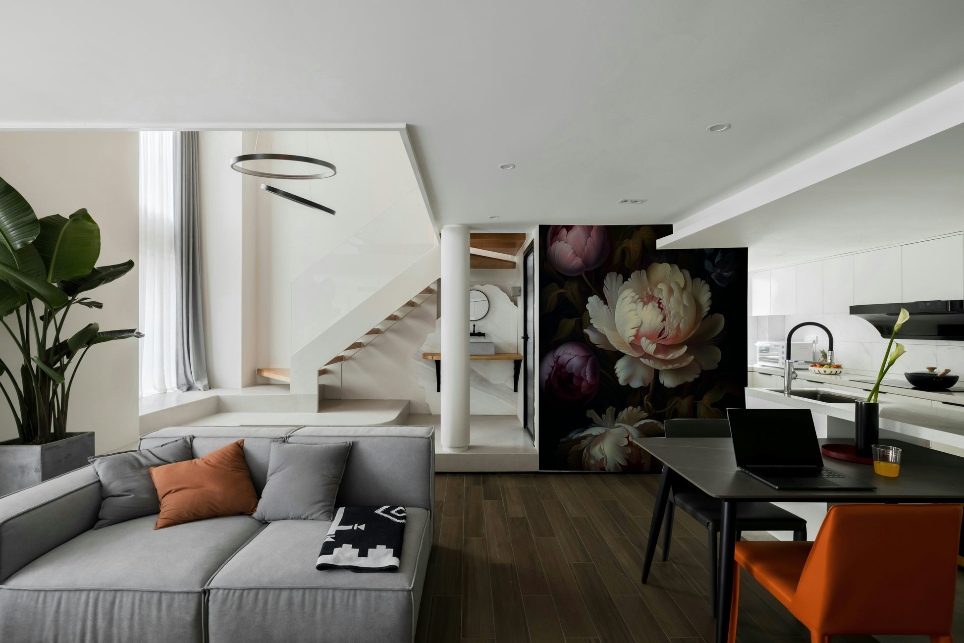 Rich gothic florals wallpaper mural for a vintage home vibe.

