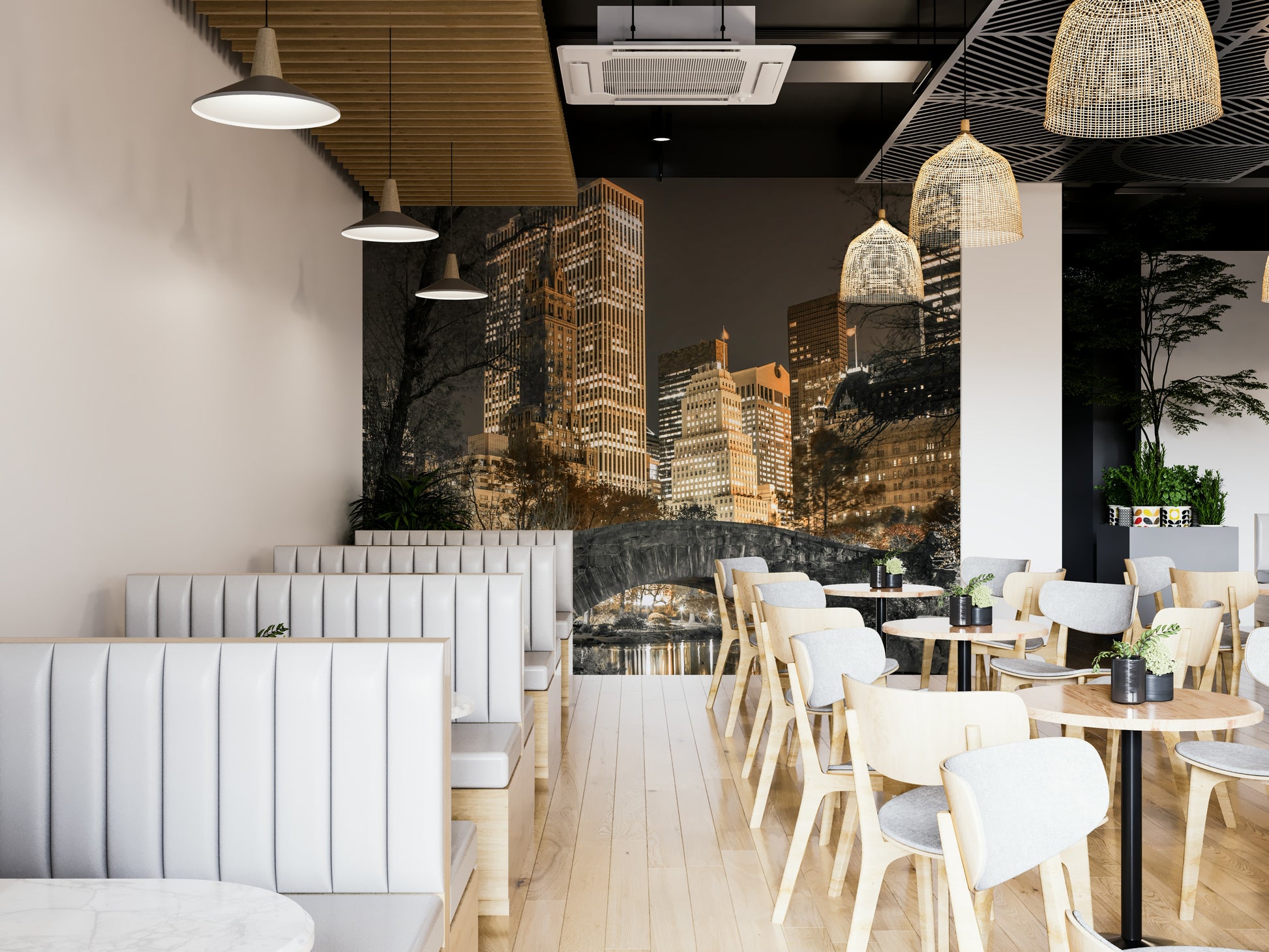 Beautiful Central Park evening mural for cozy home decor.

