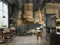 Evening park scene mural with calming colors for any space.

