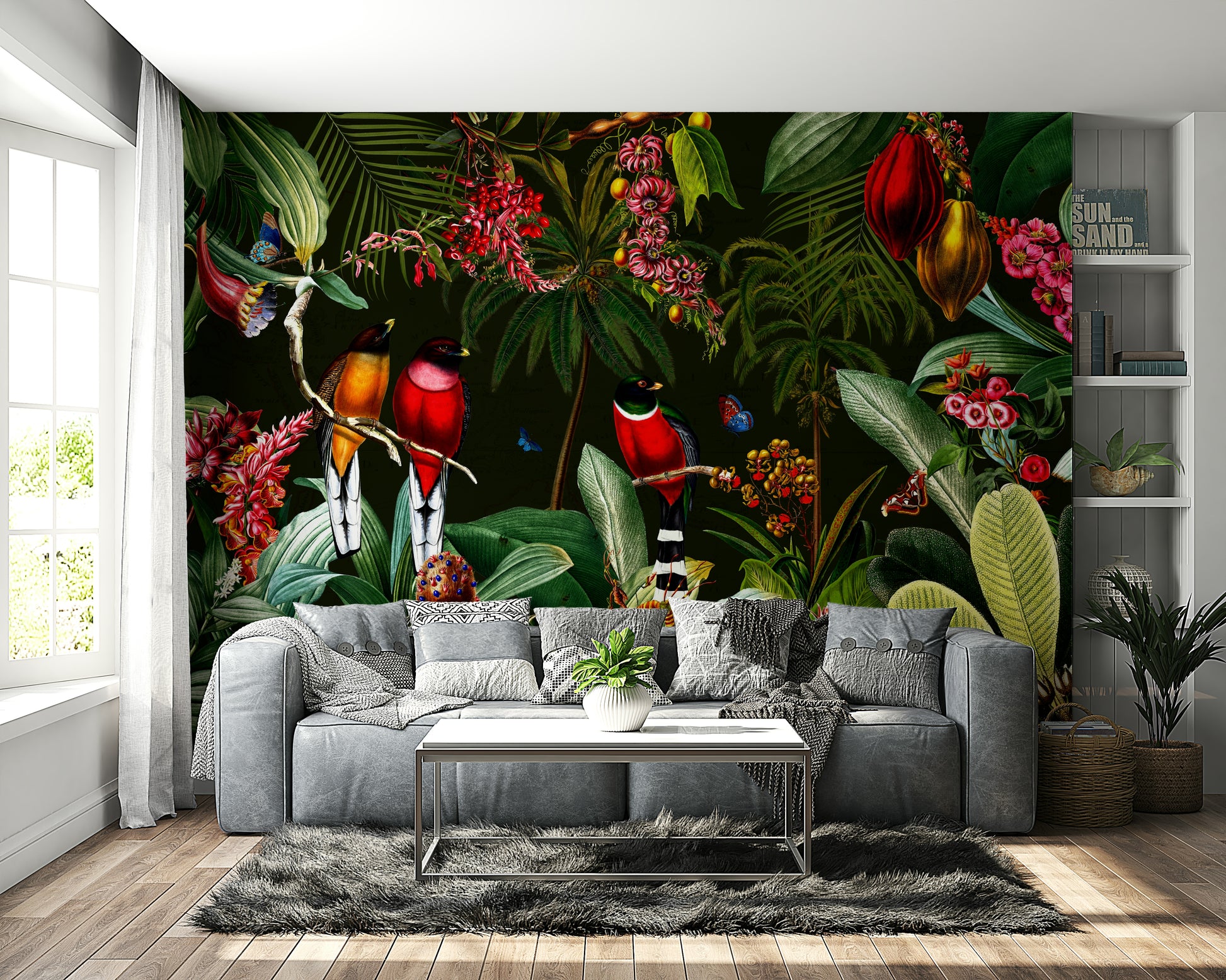 Tropical night mural wallpaper adding luxury to your walls.


