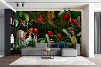 Tropical paradise wall mural creating a calming, exotic space.