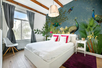 Peacock paradise mural wallpaper for a sophisticated space.

