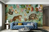 Tropical-themed wallpaper mural with vintage charm

