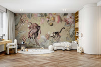 Botanical Vintage Expedition mural with soft, earthy tones

