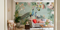 Tropical paradise wall mural featuring lush foliage and rich tones

