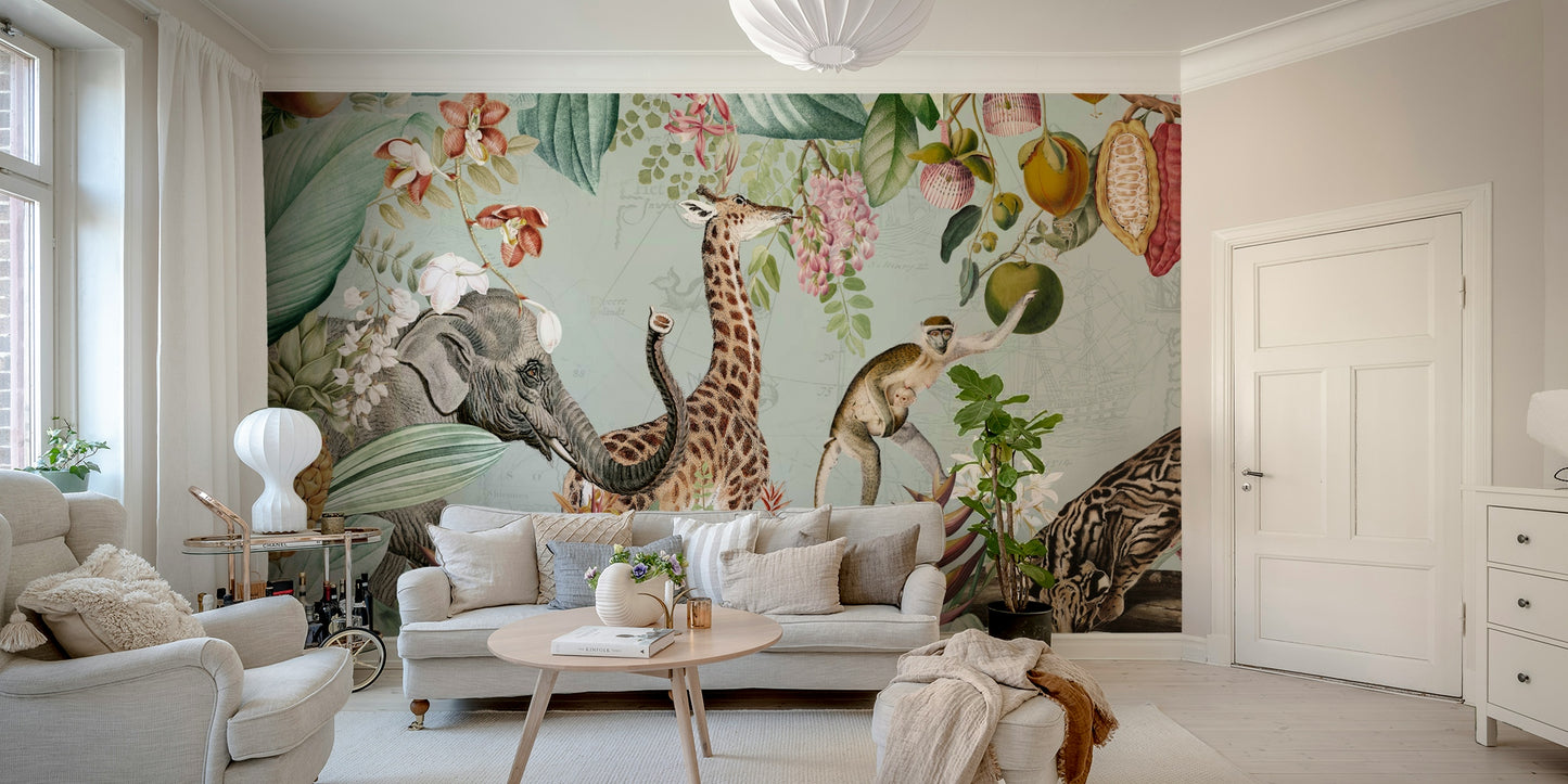 Wallpaper for walls featuring a vintage tropical expedition theme

