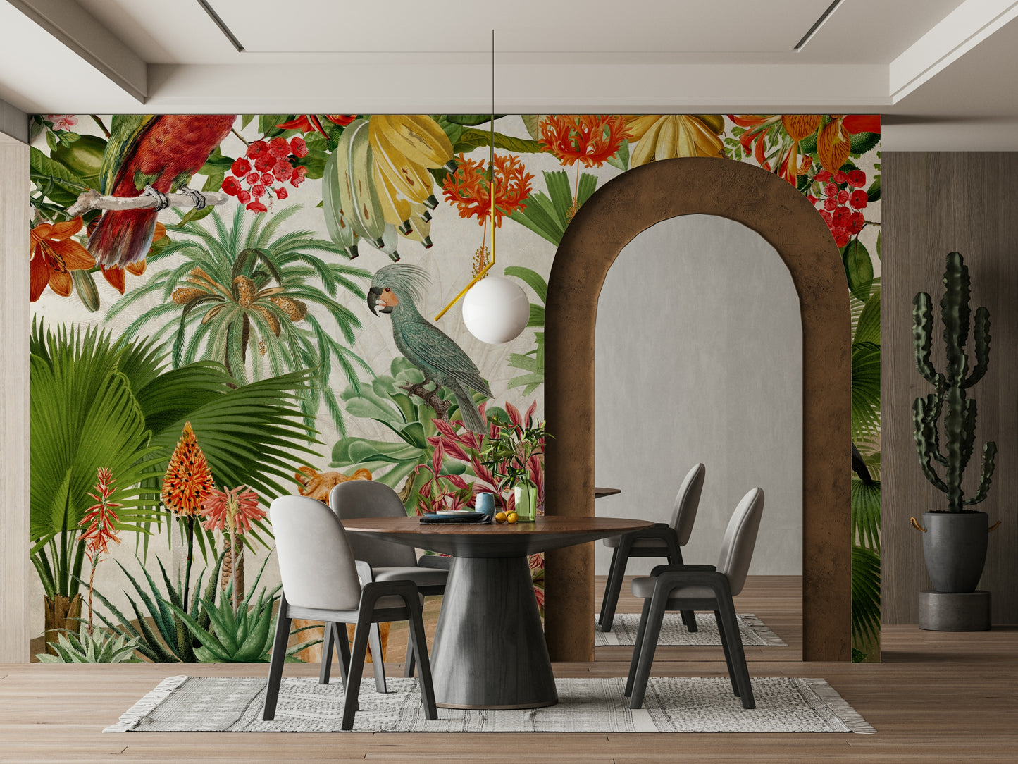 Botanical Vintage Rhapsody wall mural with lush greenery

