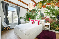 Classic vintage mural with lush greenery and vintage elements

