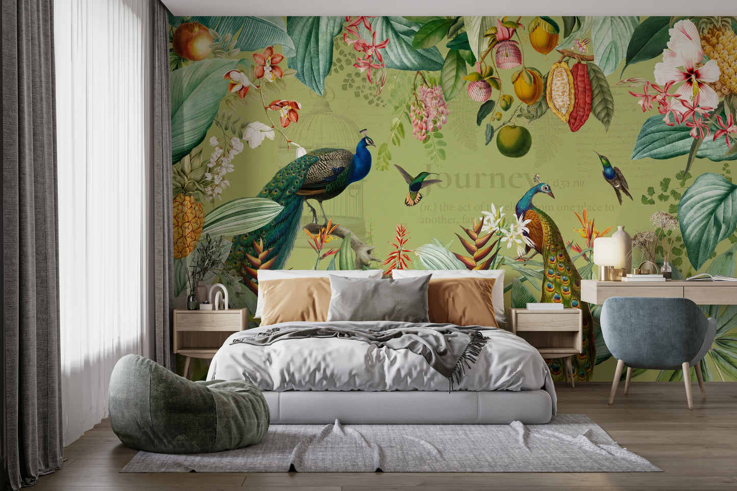 Timeless vintage botanical wallpaper mural for serene interiors

