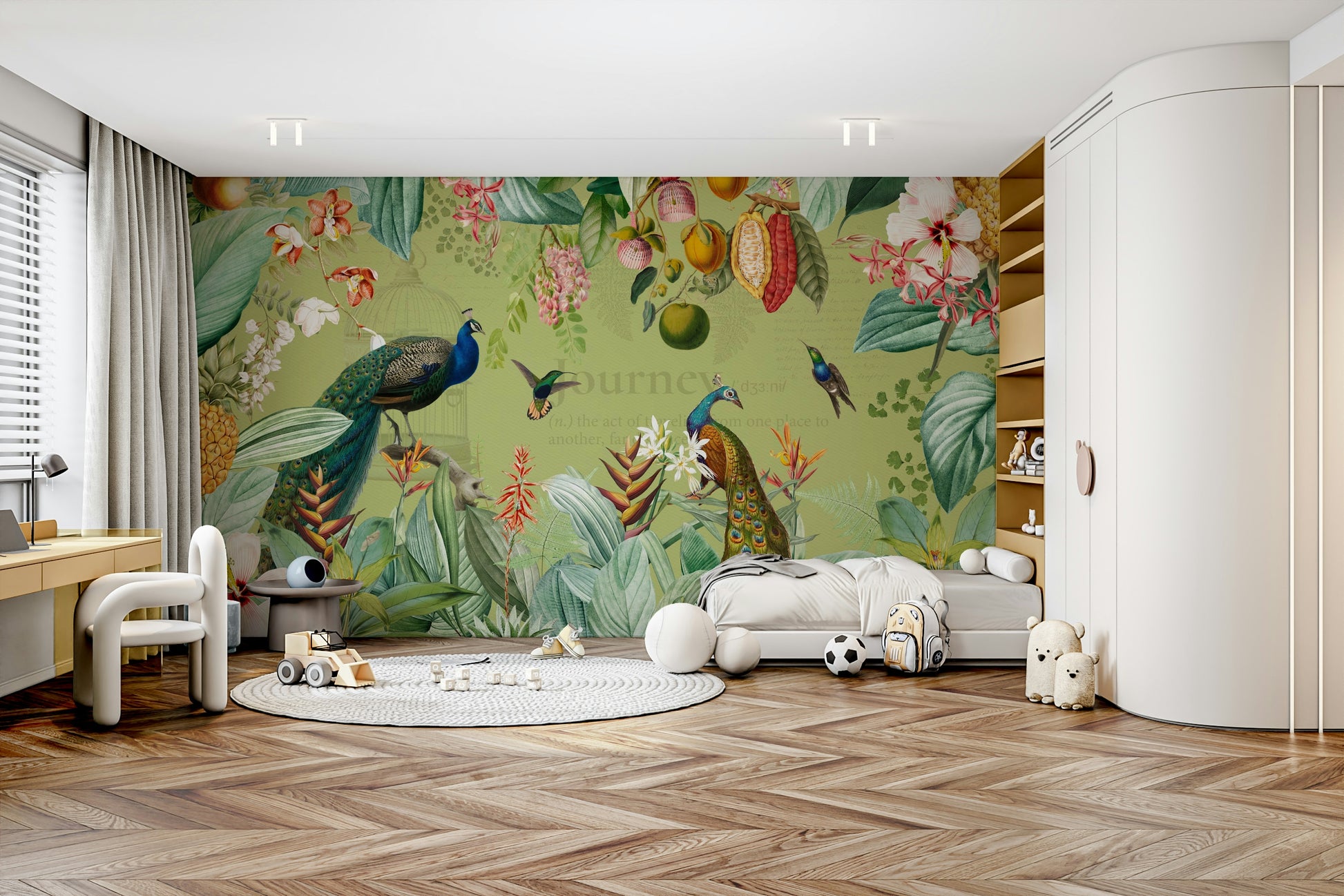 Lush botanical wallpaper mural with vintage charm

