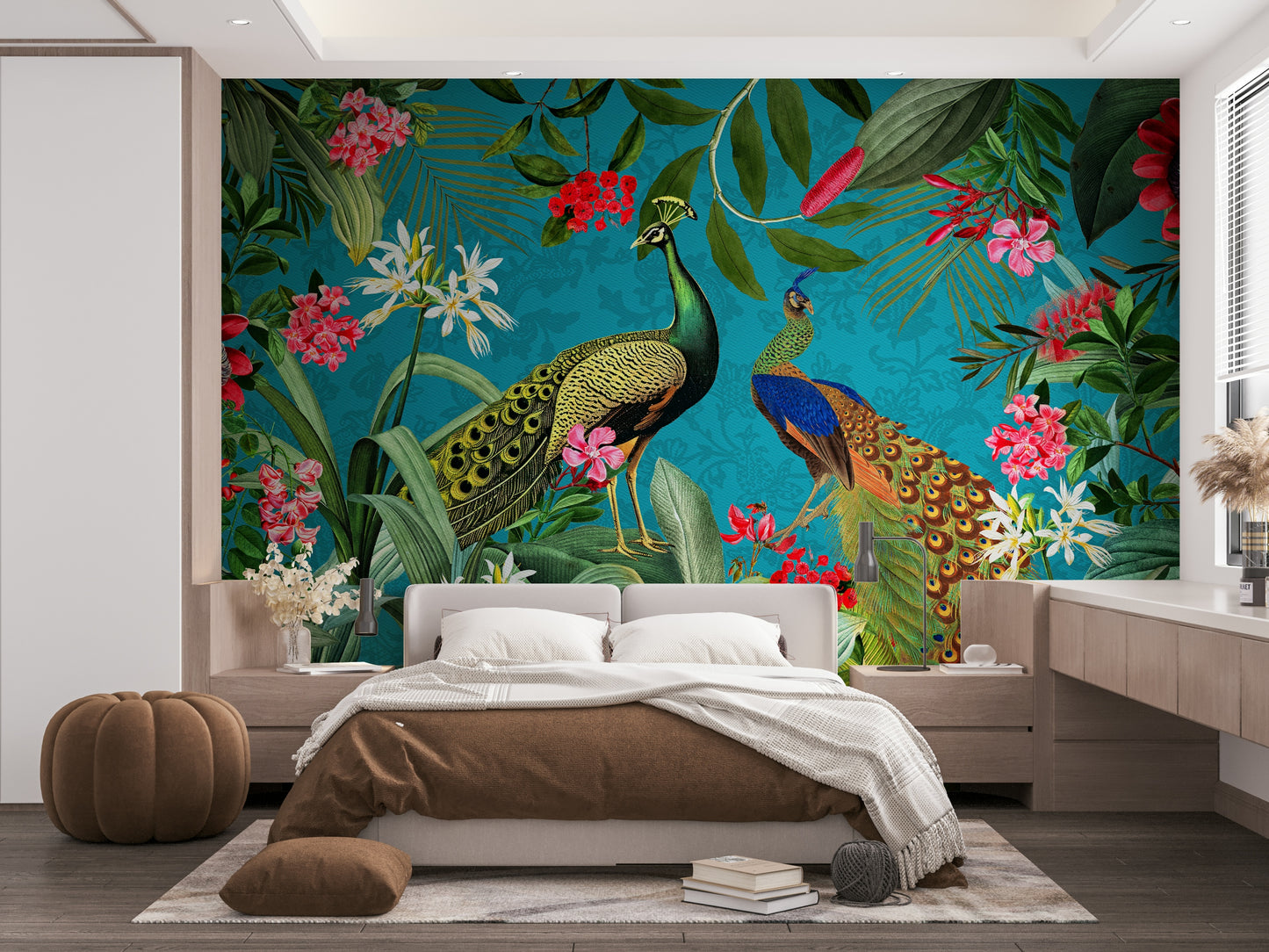 Vintage Peacock Paradise 1 wall mural featuring peacock

