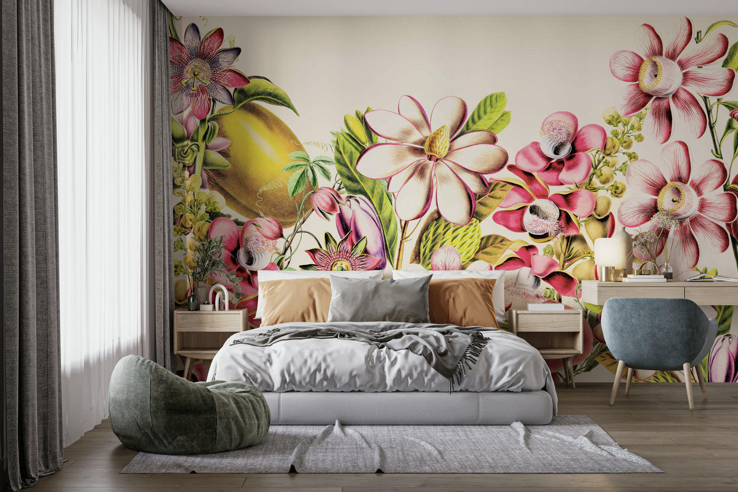 Elegant botanical wallpaper for interiors

