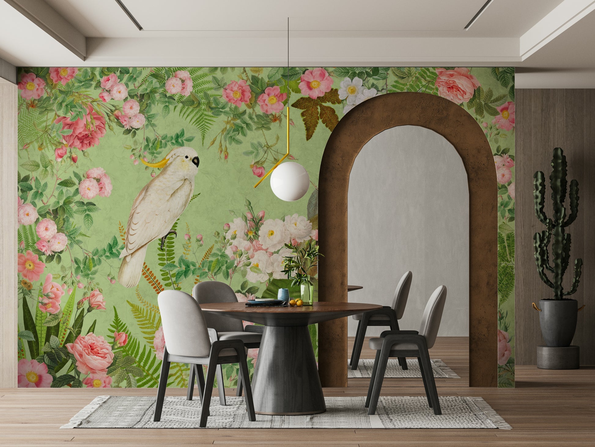 Elegant bird and flower wall mural

