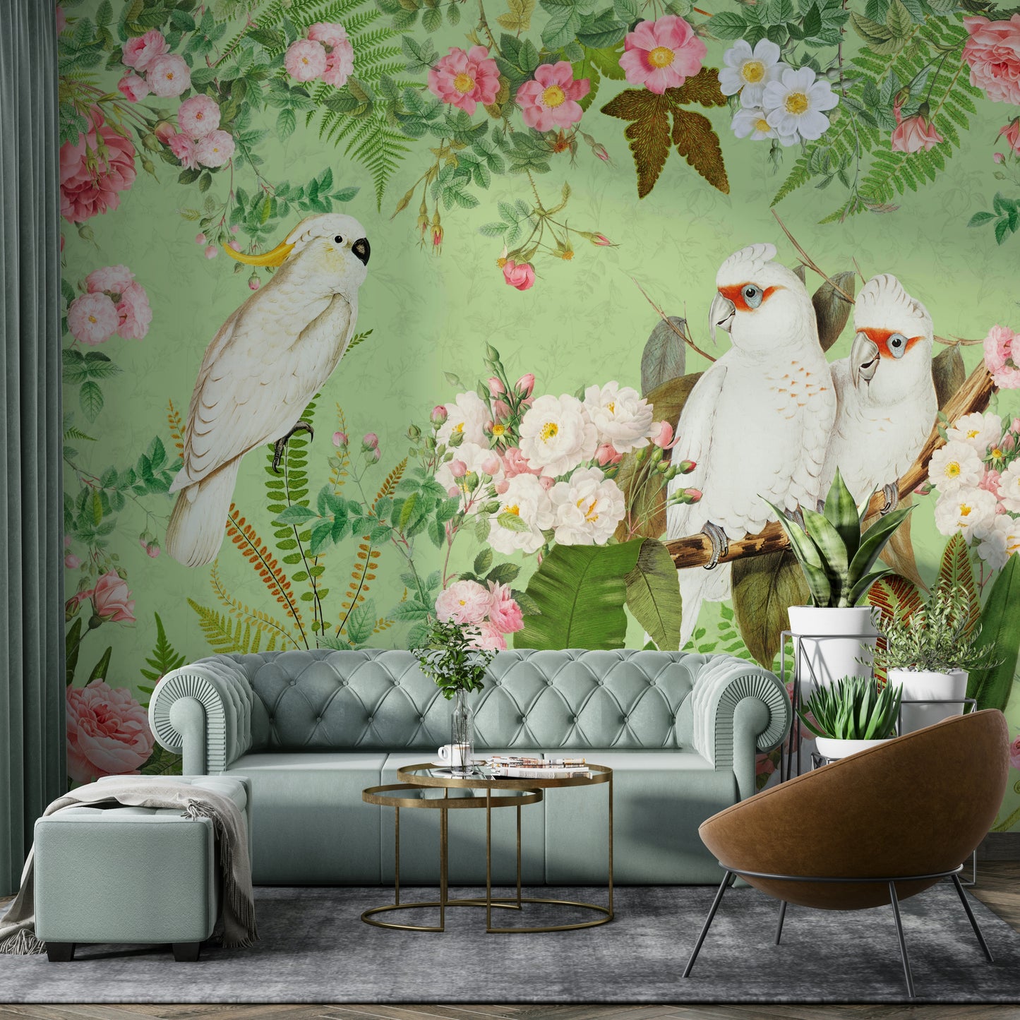 Calm floral mural wallpaper for bedrooms

