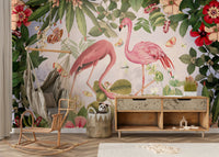 Flamingo and foliage wallpaper for walls

