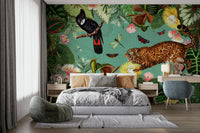 Detailed mural wallpaper with exotic flowers

